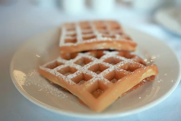 Viennese Waffles Breakfast Delicious Fresh Dessert Cafe — Stock Photo, Image