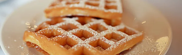 Віденський Вафлі Сніданок Смачний Десерт Свіжі Кафе — стокове фото