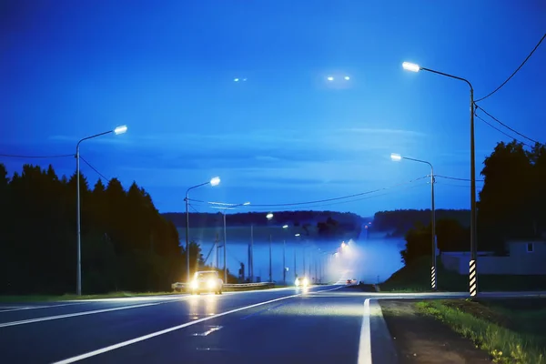 Visão Turva Tráfego Estrada Noite — Fotografia de Stock