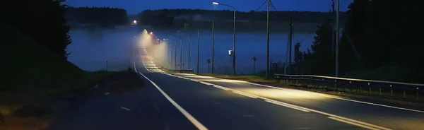 Visão Turva Tráfego Estrada Noite — Fotografia de Stock