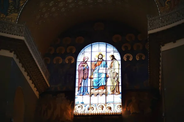 Interieur Kerk Avond Nacht Weergave Binnen Kathedraal Feestelijke Nacht Kerk — Stockfoto