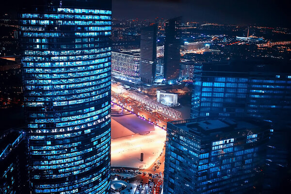 Modern city architecture with night lights