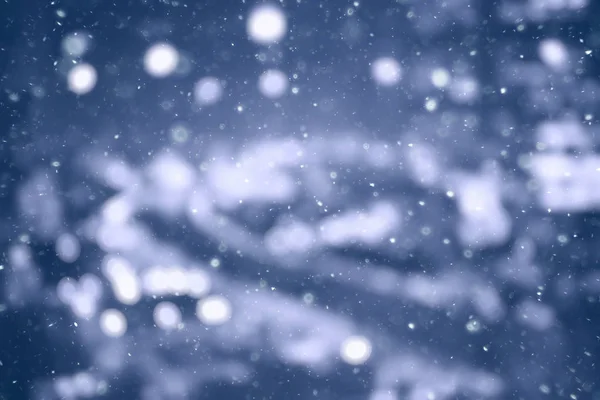 Luzes Cidade Neve Paisagem Urbana Turva Inverno Nevado Clima Sazonal — Fotografia de Stock