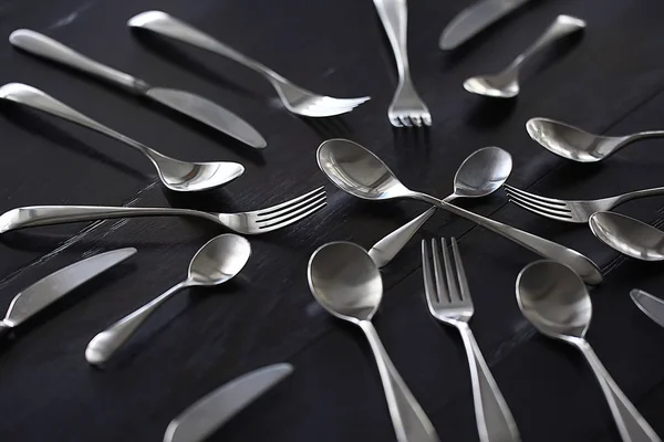 Forks Spoons Knives Table Beautiful Serving Tableware — Stock Photo, Image