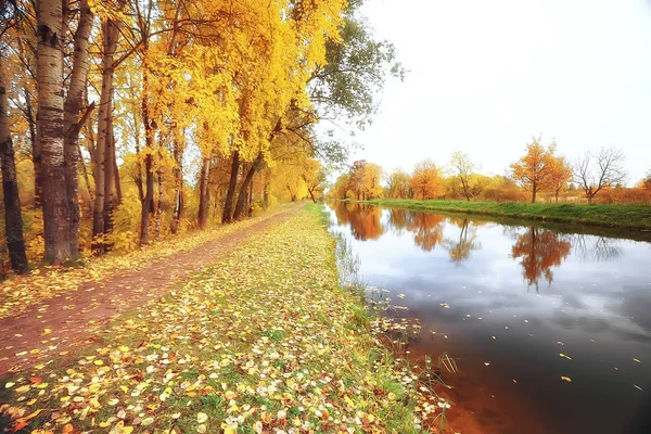 October Landscape Autumn Park Yellow October Trees Alley Autumn Landscape — Stock Photo, Image