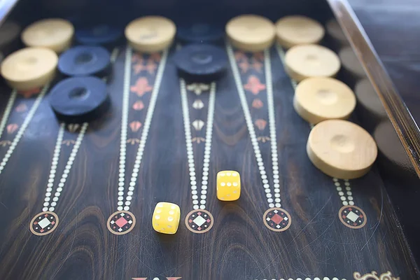 Backgammon Jeu Oriental Traditionnel Macro Fond Jeu — Photo