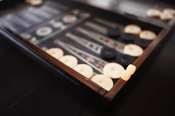 Backgammon Traditionell Orientalisk Spel Makro Bakgrund Spel — Stockfoto