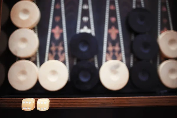 Backgammon Tradicional Juego Oriental Macro Juego Fondo —  Fotos de Stock