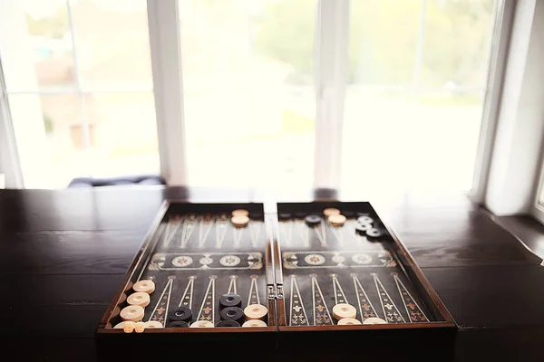 Backgammon Traditional Oriental Game Macro Background Gambling — Stock Photo, Image