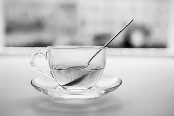 Csésze Zöld Tea Kávézó Asztal — Stock Fotó