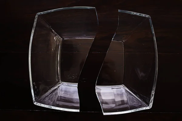 Placa Vidro Quebrado Vidro Cortado Transparente — Fotografia de Stock