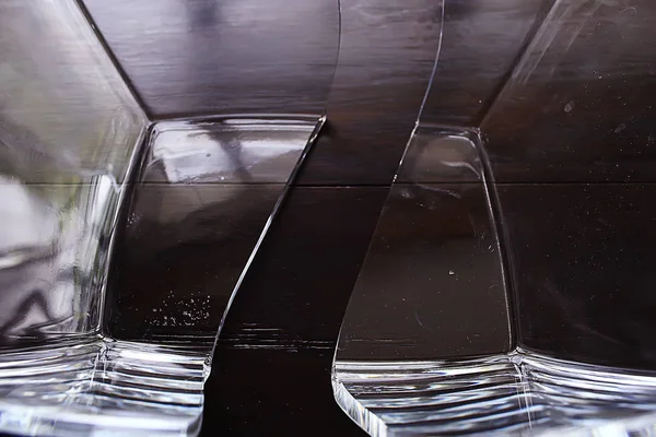 Broken Glass Plate Transparent Chopped Glass — Stock Photo, Image