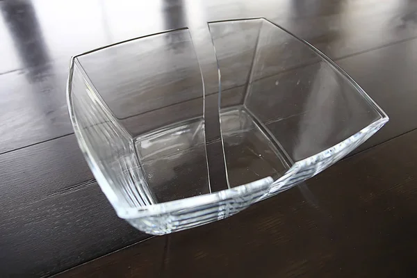 broken glass plate, transparent chopped glass
