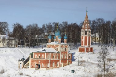 Kalyazin kilise / panoramik görüntülemek Ortodoks Kilisesi adada, Rus manzara
