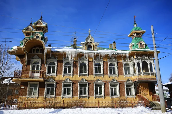 Dřevěný Dům Rybinsk Ruské Provincie — Stock fotografie