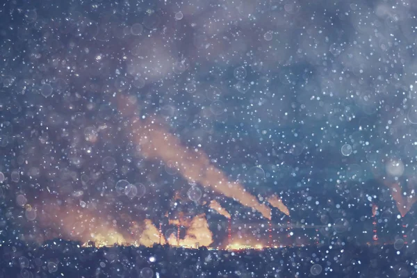 Nacht Rauch Aus Rohren Fabriklandschaft — Stockfoto