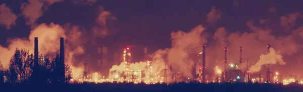 Nacht Rauch Aus Rohren Fabriklandschaft — Stockfoto