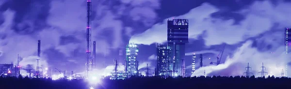 Nacht Rauch Aus Rohren Fabriklandschaft — Stockfoto
