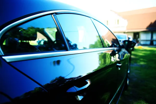 Modern Black Car Summer View — Stock Photo, Image