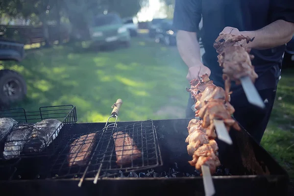 Côtes Porc Sur Gril Cuisson Charbons Viande Fraîche Porc Cuit — Photo