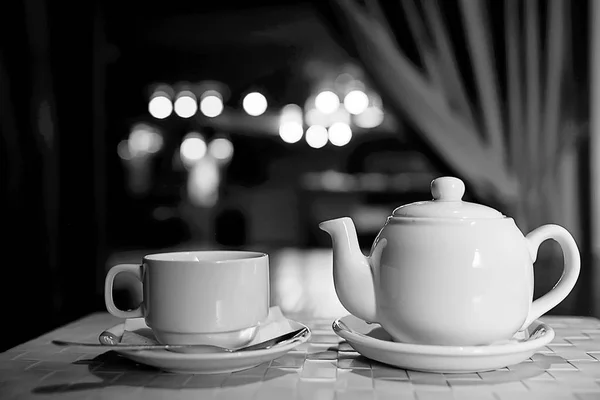 Inglés Cafetería Taza Hervidor Agua Con Las Cinco — Foto de Stock