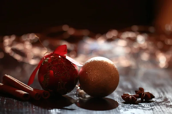 Kerst Bal Achtergrond Mooie Feestelijke Decoratie Kerst Nieuwjaar — Stockfoto