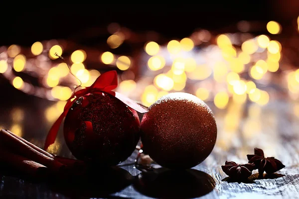 Kerst Bal Achtergrond Mooie Feestelijke Decoratie Kerst Nieuwjaar — Stockfoto