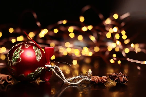 Kerst Bal Achtergrond Mooie Feestelijke Decoratie Kerst Nieuwjaar — Stockfoto