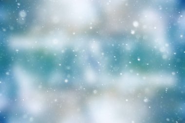 bulanık kar / soyut kış arka plan, arka bulanık parlayan yaprak plan üzerinde kar taneleri