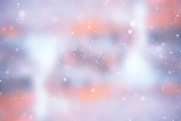 Neve Sfocata Inverno Sfondo Astratto Fiocchi Neve Sfondo Foglia Luminosa — Foto Stock