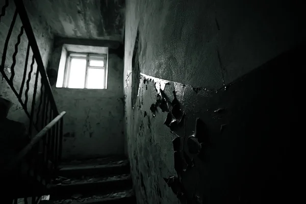 Interior Old Stone House Abandoned Background Old Ruined Stone House — Stockfoto