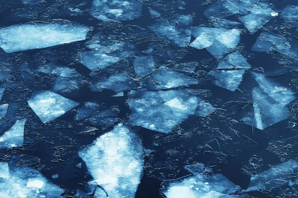Frühling Eis Treiben Auf Dem Fluss Hintergrund Textur Schwimmendes Eis — Stockfoto