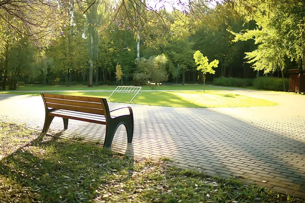 Landschap Herfst Park Bench Mooie Tuin Bankje Concept Van Rust — Stockfoto