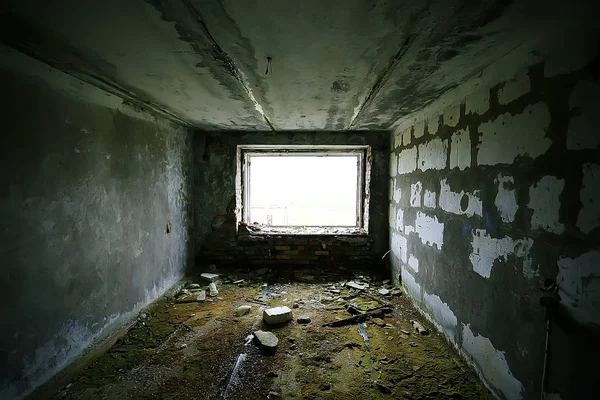 Interno Una Vecchia Casa Pietra Abbandonato Sfondo Rovine Vecchia Casa — Foto Stock