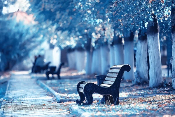 Landschap Herfst Park Bench Mooie Tuin Bankje Concept Van Rust — Stockfoto