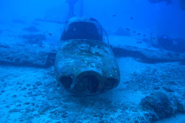 airplane scuba wreck / diving site airplane, underwater landscape air crash in the sea