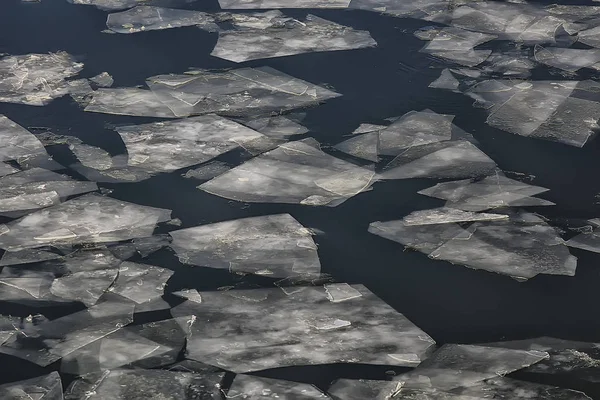 Dérive Printanière Glace Sur Rivière Texture Fond Glace Flottante Mars — Photo