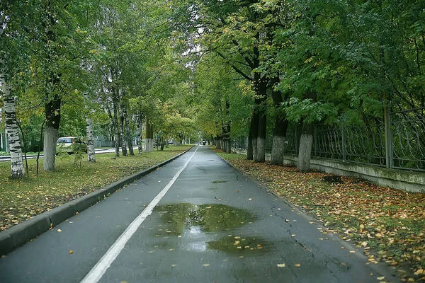 Ścieżka Jesienny Park Jesienny Krajobraz Żółty Park Jesienią Drzew Liści — Zdjęcie stockowe