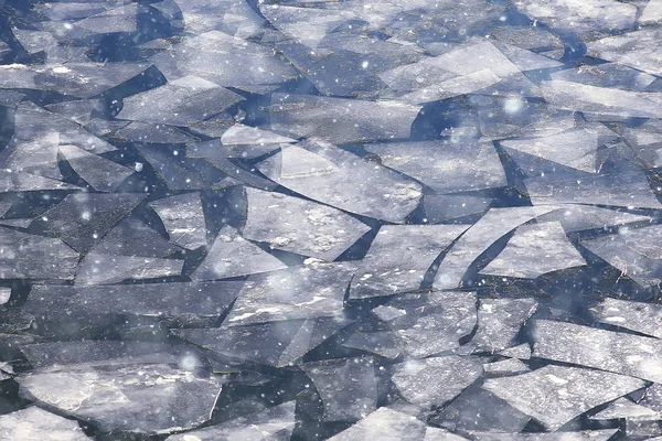 Frühling Eis Treiben Auf Dem Fluss Hintergrund Textur Schwimmendes Eis — Stockfoto