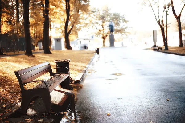 Landschap Herfst Park Bench Mooie Tuin Bankje Concept Van Rust — Stockfoto