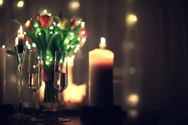 Romantiek Tulpenboeket Nacht — Stockfoto
