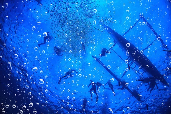 Hintergrund Unterwasserluft Blasen Riff Abstrakte Meereshintergrund Tauchen Natur Ozean — Stockfoto