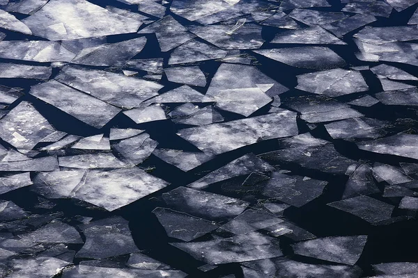 Spring Ice Drift Rivier Achtergrond Textuur Drijvend Ijs Maart Rivier — Stockfoto