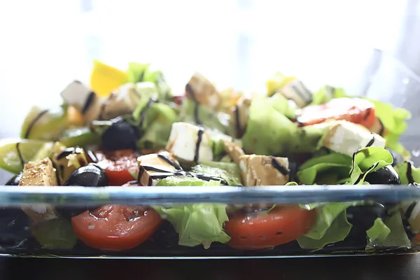 Greek Salad Mediterranean Cuisine Fresh Salad Plate Healthy Food Diet — Stock Photo, Image