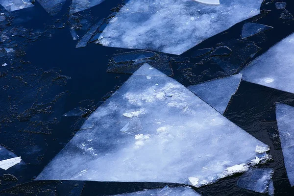 Frühling Eis Treiben Auf Dem Fluss Hintergrund Textur Schwimmendes Eis — Stockfoto