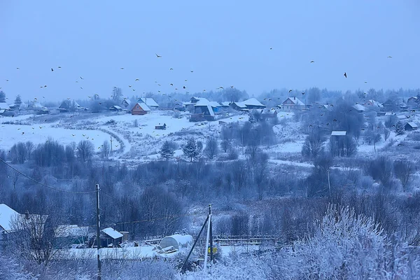 Invierno Aldea Rusa Paisaje Invernal Bosque Rusia Árboles Cubiertos Nieve — Foto de Stock