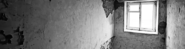 Belsejében Egy Régi Kőház Elhagyott Háttérben Régi Romos Kőház Romjai — Stock Fotó