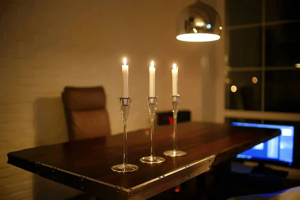 Romantikus Vacsora Asztal Beállítás — Stock Fotó