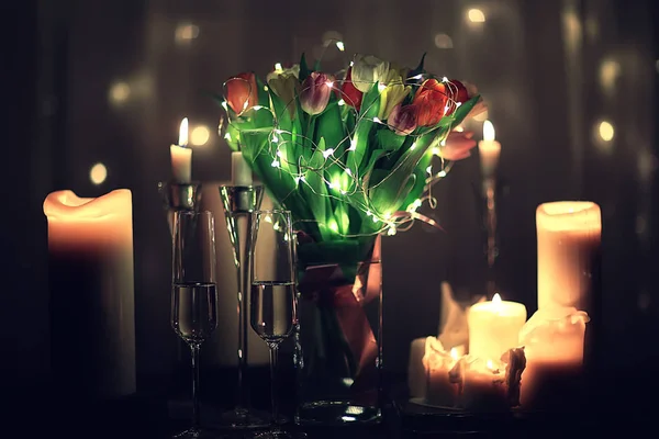 Romance Tulipanes Ramo Noche — Foto de Stock