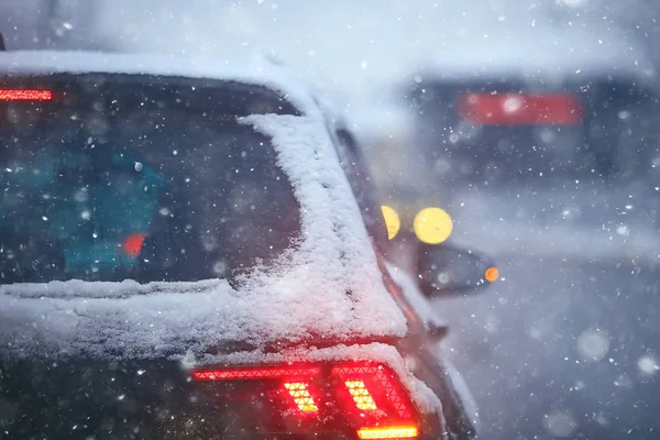 Cars Winter Road Traffic Jam City Winter Weather City Highway Royalty Free Stock Photos